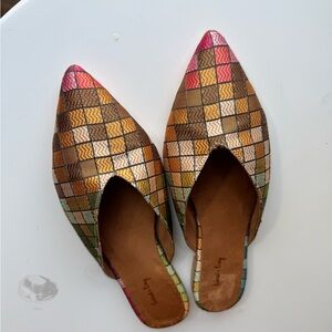 Women’s Multicolor Checkered Pointed Toe Mules Sarah’s Bag size 38